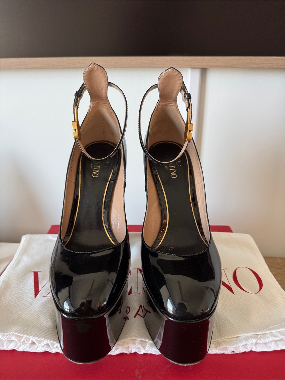 Valentino Garavani Black Patent Platform Pumps